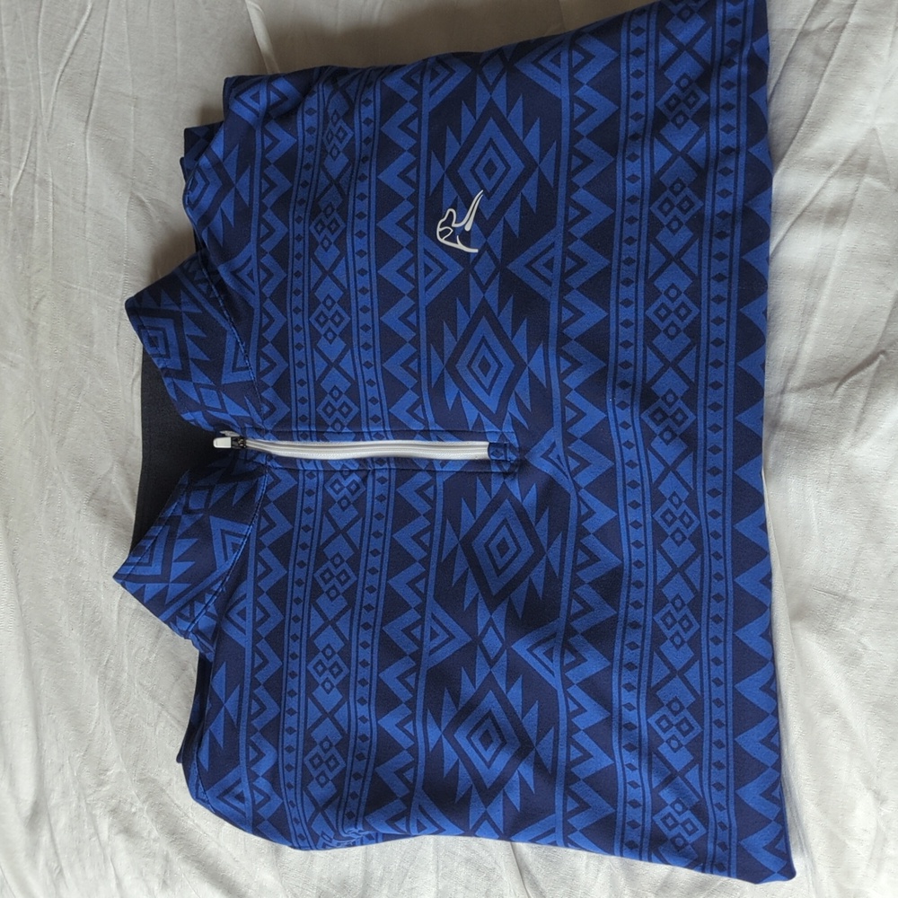 Rhoback Men's Performance Q-Zip Blue Geometric Pullover - Picture 5 of 5